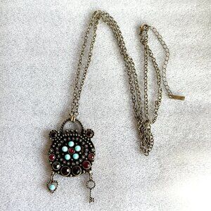 Jewelmint Long Necklace Pendant With Rhinestones & Key Charm
